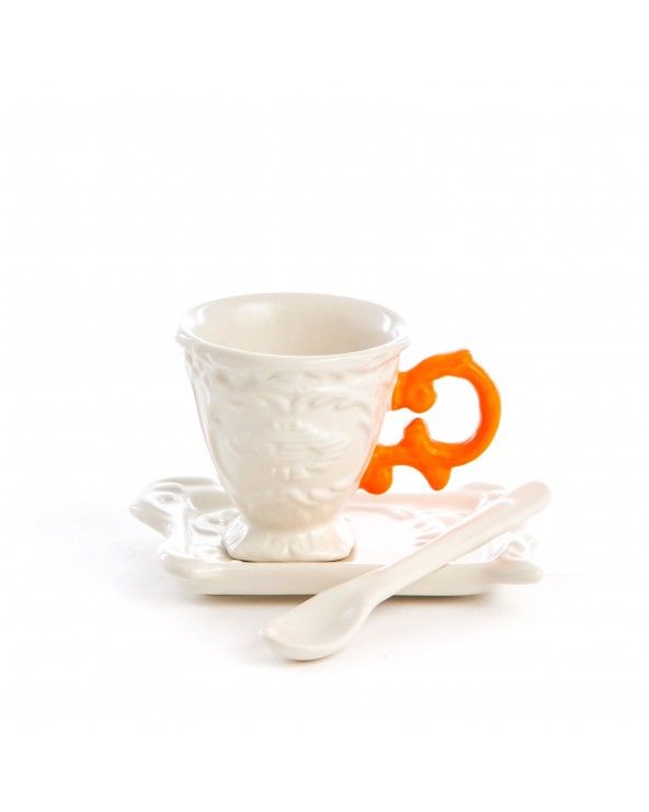 Seletti tazza caffe`con piattino e cucchiaio I-Wares manico