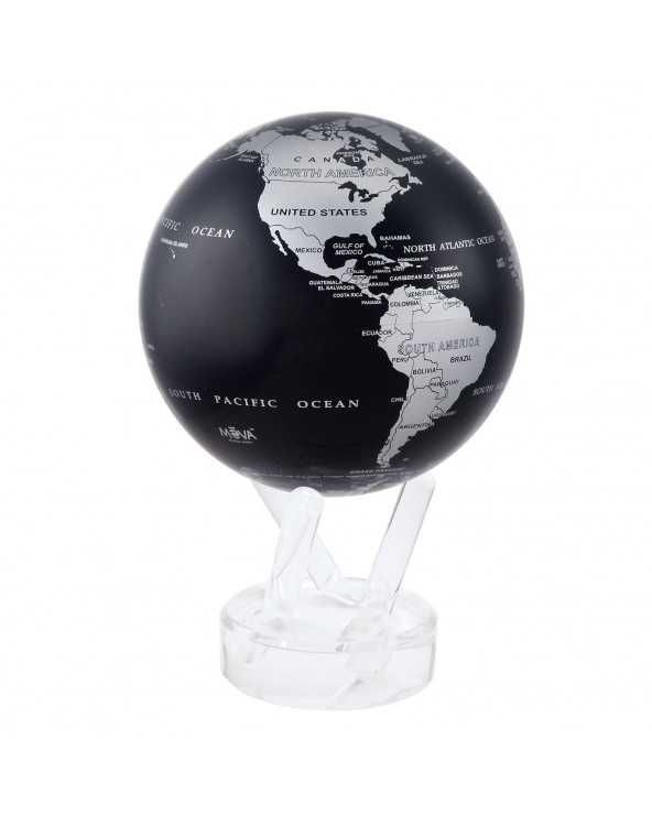 Mova globe 4.5 in - silver and black map with acrylic base