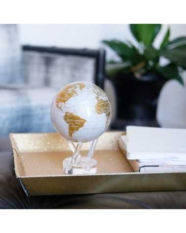 Mova globe 4.5 in - white and gold map with acrylic base