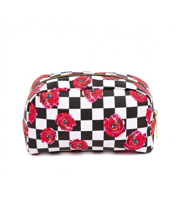 Toiletpaper beauty-case roses on check