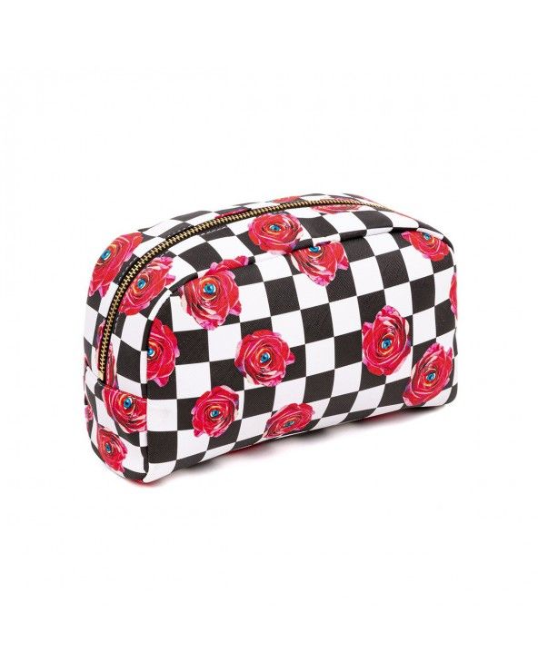 Seletti Beauty-case toiletpaper roses on check