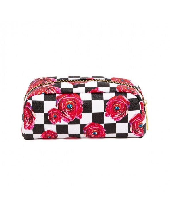 Toiletpaper case roses on check