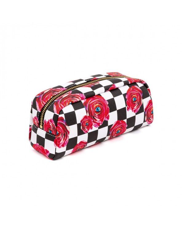 Toiletpaper case roses on check