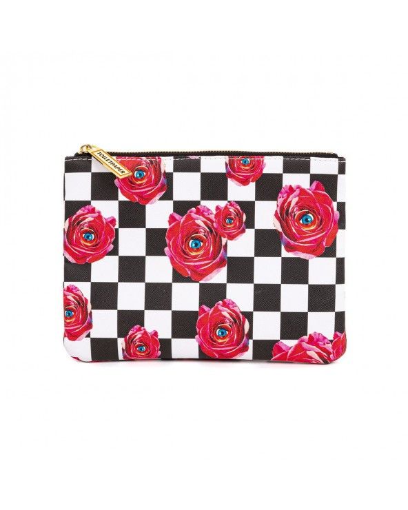 Toiletpaper beauty-case roses on check