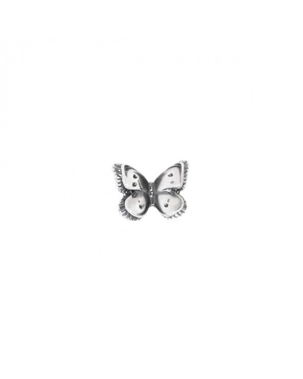 Single stud earring with small burnished silver butterfly.