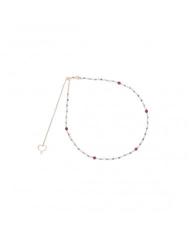 Rosary necklace with chalcedony and garnet