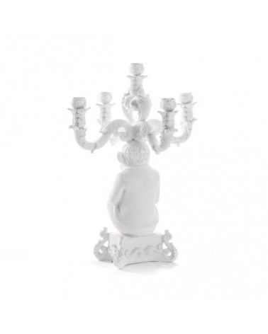 White 5 arms chimp candle holder burlesque