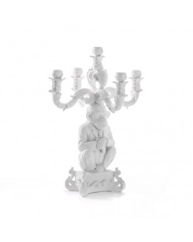 White 5 arms chimp candle holder burlesque
