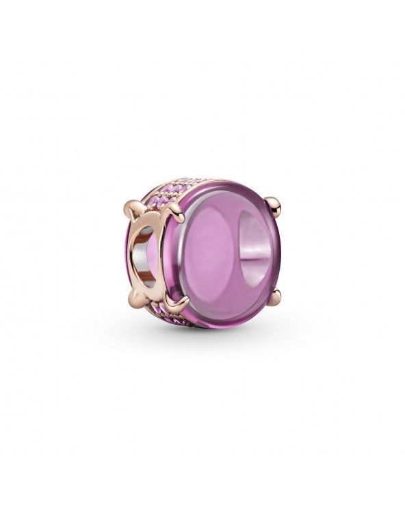 Pandora Charm con pietra cabochon ovale rosa